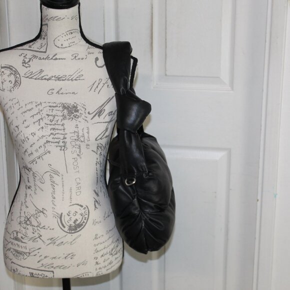 STYLISM Denmark Genuine Leather Black Puffer Quilted Handbag - Picture 8 of 16